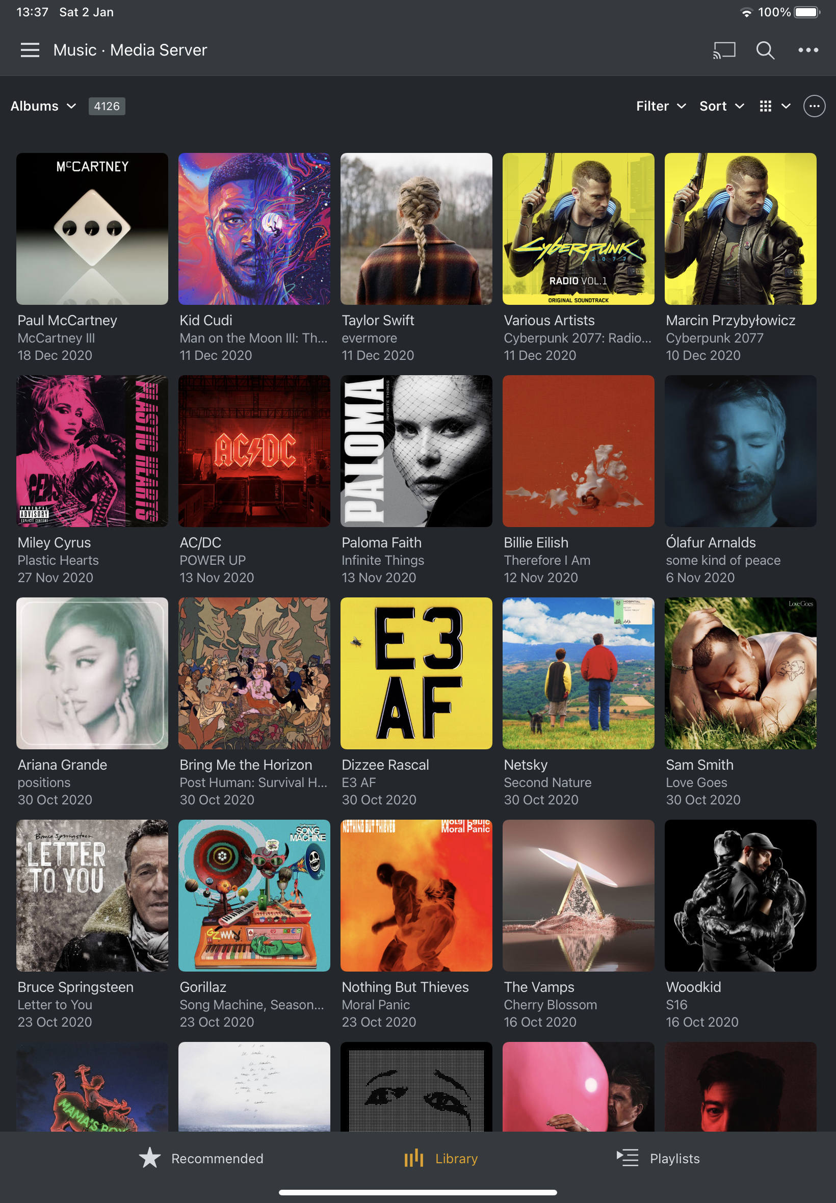 Browsing our music library on an iPad