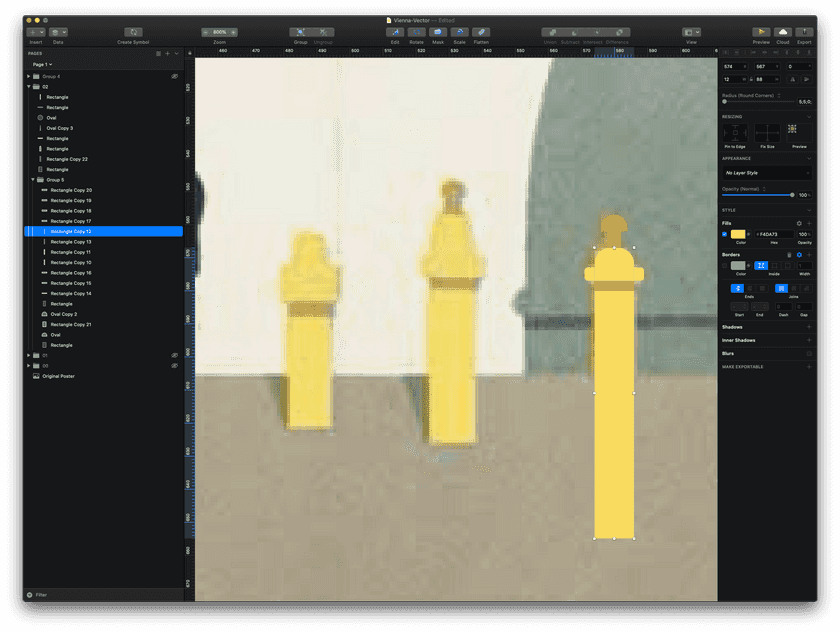 A screenshot showing the difference between a shape, one a bitmap, the other a vector
