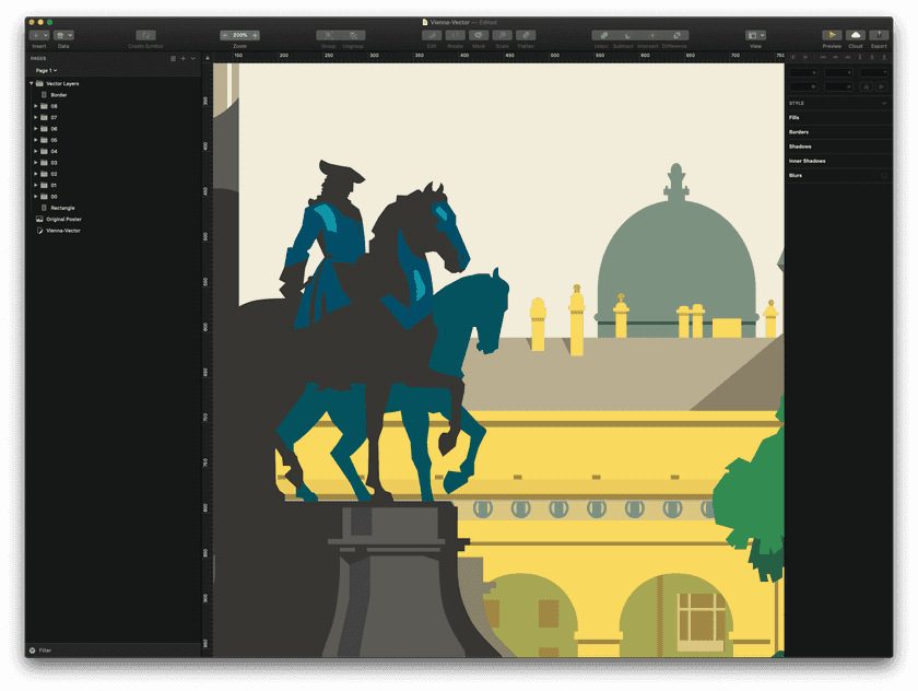 A screenshot showing the detailed horse and rider shape