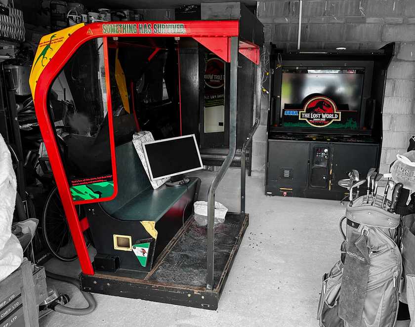 The deluxe cabinet split in half